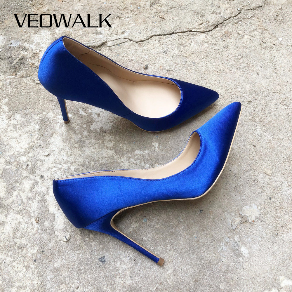 Veowalk Royal Blue Women Silk  - Slip Dress Satin 评论和价格