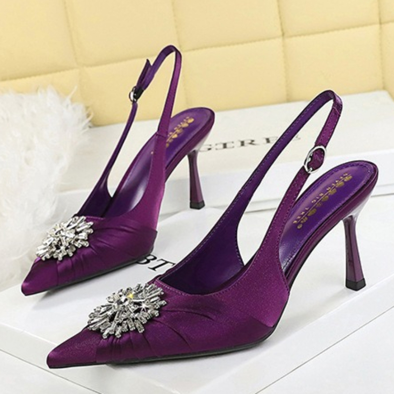 BIGTREE Shoes Rhinestone Buckl - Slip Dress Satin 评论和价格