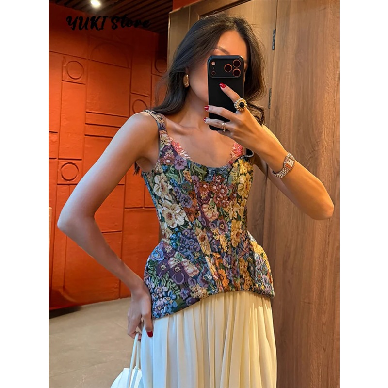 Floral Printed Waist Cinched W - Corset Waist Cinch 评论和价格