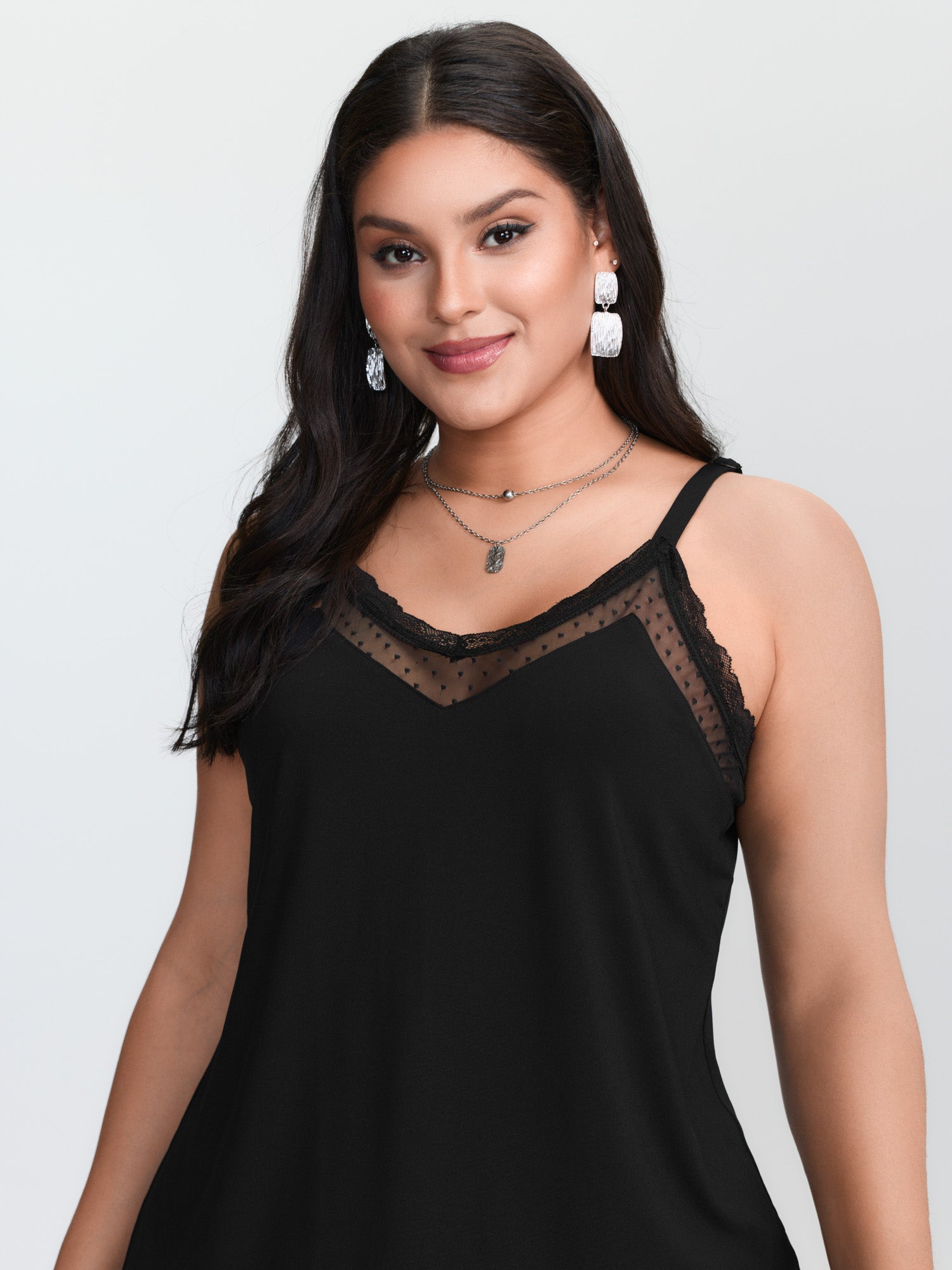 Plus‑size black knitted camiso - Cami Top Lace 评论和价格