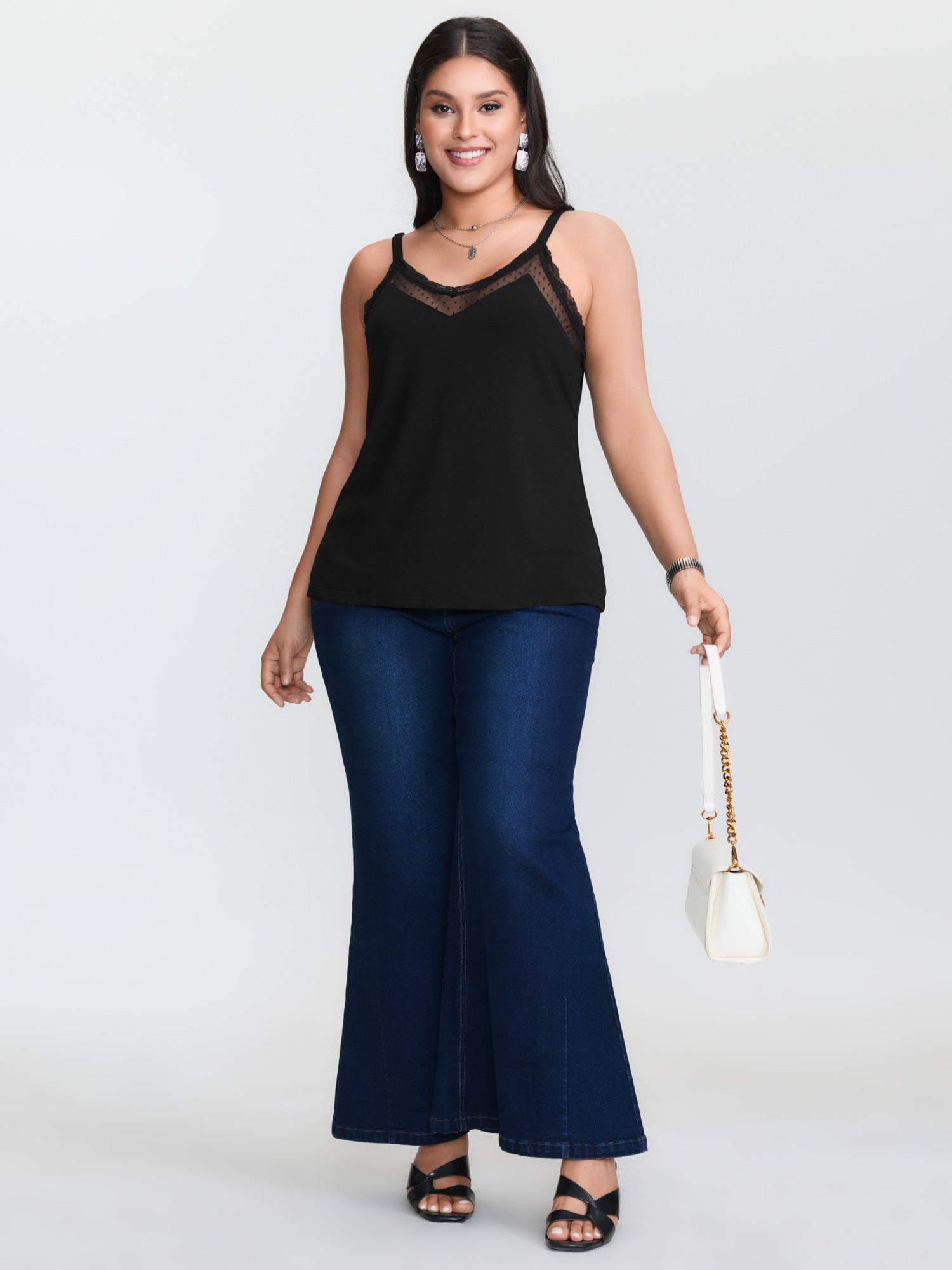 Plus‑size black knitted camiso - Cami Top Lace 评论和价格